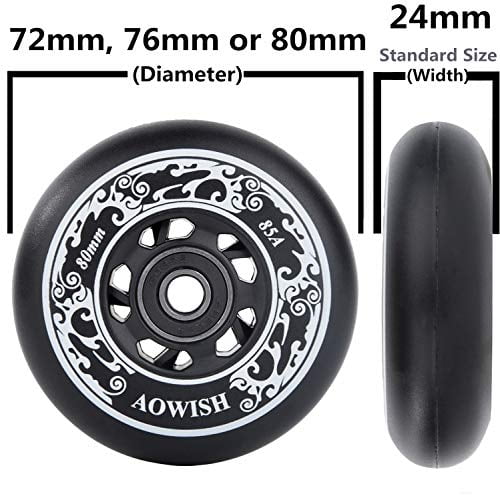 4x Universal Hockey Skates Wheel 85A Wheels Grips Replacement Parts 3 Sizes 