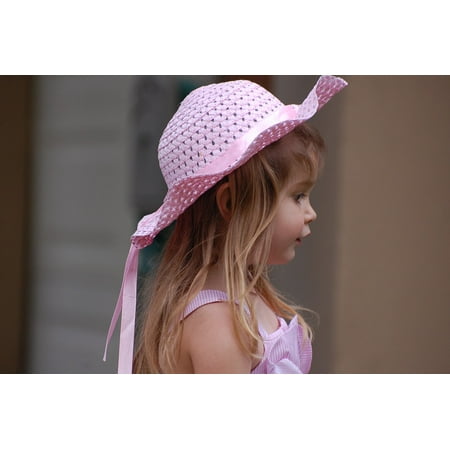 LAMINATED POSTER Dress Profile Easter Fashion Youth Girl Pink Hat...