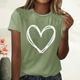 thumbnail image 4 of QUINDOS Short Sleeve Womens Plus Size T-Shirts Summer Green Womens Plus Size Tops Vacation Crew Neck Heart Print Tops, 4 of 6