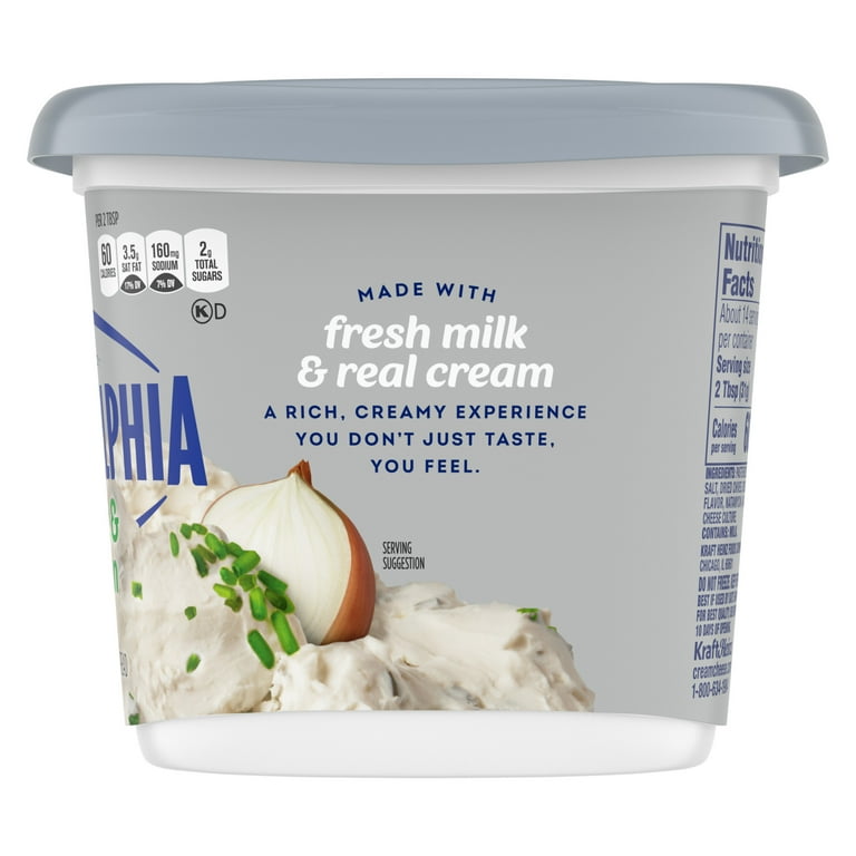 Philadelphia Chive and Onion Cream Cheese Spread 15.5 oz Tub for