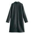 thumbnail image 3 of Quinlirra Trench Coat for Women 2025 Women's Solid Color Long Sleeved Woolen Collar Buttonless Mid Length Coat Jacket, 3 of 4