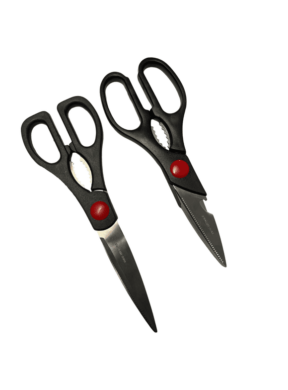 As Seen on TV Kitchen Shears Two-Pack - 9" & 8.5" Blades - Stainless Steel Black