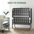 thumbnail image 3 of Folding Guest Bed with Memory Foam Mattress, Twin Size 75x38 Inch, Durable Steel Frame with 300lb Capacity, Portable Rollaway Bed for Adults, Space-Saving Foldable Design with Silent Wheels, 3 of 8