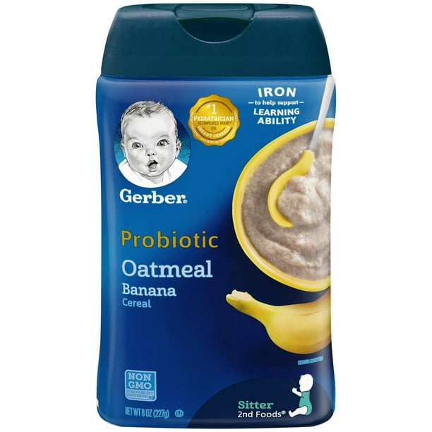 Gerber 2nd Foods Probiotic Stage 2 Baby Cereal Oatmeal Banana, 8 oz