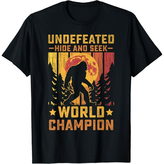 Bigfoot Hide And Seek World Champion retro vintage bigfoot T-ShirtMen's and women's gift, black and white T-shirt, size: Extra large S-4XL