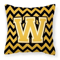 Carolines Treasures CJ1053-WPW1414 Letter W Chevron Black & Gold Fabric Decorative Pillow