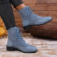 thumbnail image 6 of Wowcloth Women's Fashion Casual Winter Boots – Thermal Plus Size Round-Toe Mid-Heel Lace-Up Denim Patchwork Ankle Boots for Casual Outfit, 6 of 9