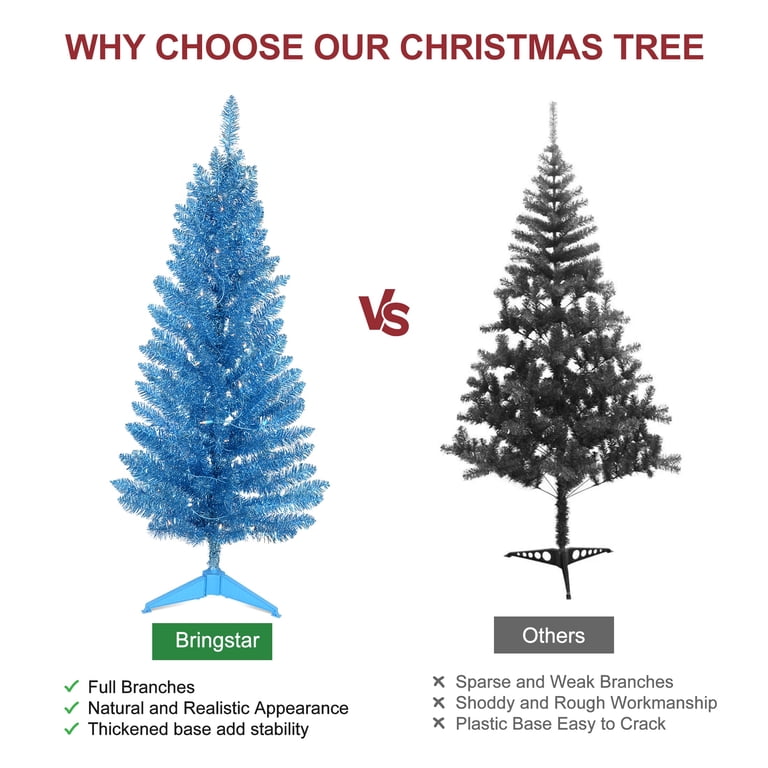 Bringstar 4FT Blue Artificial Christmas Tree with 50 String Lights