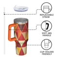 thumbnail image 4 of OBREWU Orange Modern Art Geometric Tumbler with Handle and Lid,Orange Modern Art Geometric 40oz Double Wall Vacuum Insulated Tumbler,Cups Gift for Women and Men, 4 of 7