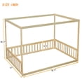 thumbnail image 5 of Bellemave Full Size Canopy Bed Frame, Wood 4 Poster Tents Floor Bed with Fence, Low Profile Platform Beds for Teens Adults（Natural), 5 of 9