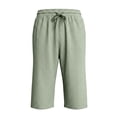 thumbnail image 5 of Dwellite Cotton Linen Shorts for Men Casual Elastic Waist Drawstring Summer Vacation Beach Shorts with Pockets Army Green M, 5 of 5