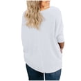 thumbnail image 5 of BLVB Womens Plus Size Tops Long Sleeve V Neck Knit Tunic Blouse Tie Front Button up T Shirts Fashion Clothes White, 5 of 6