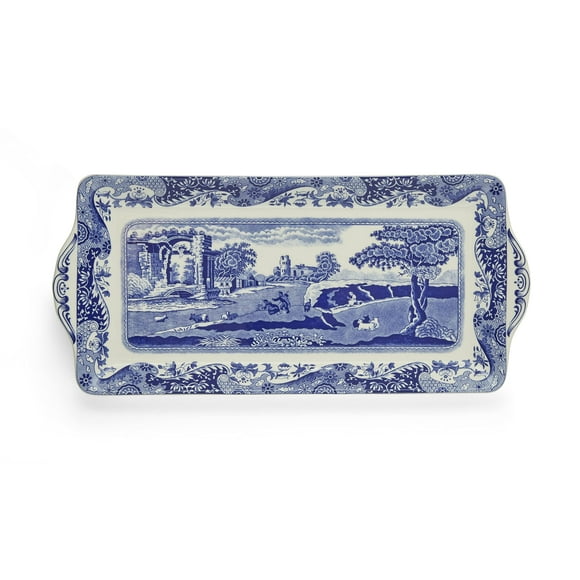 Spode Blue Italian Sandwich Tray | Serving Platter for Tea Sandwiches, Desserts, and Appetizers | Porcelain | Measures 13-Inches | Dishwasher Safe (Blue/White)