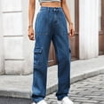 thumbnail image 4 of Sentmoon Jeans à Jambe Grand Pantalon de Travail à Multiples Poches Denim Pleine Longueur Coupe Classique Jambe Droite Pantalon Décontracté Stylé Design Tendance Moderne pour le Quotidien et les Activités, 4 of 5