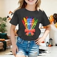 thumbnail image 2 of YAYUBA YAYUBA Girls Shirts Crewneck Back To School Short Sleeve T Shirt Fashion Gentleman Tops Preppy Clothes for Girls Size 10-11 Years, Black, 2 of 4