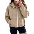 thumbnail image 2 of Edvintorg Womens Jackets Lightweight Long Sleeve Zip up Coat Hooded Outerwear with Pocket Womans Clothes Fashion Clothing Women Khaki S-2XL, 2 of 9