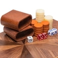thumbnail image 5 of Yellow Mountain Imports Wooden Inlaid Backgammon Set- Cascadia - with Acrylic Playing Pieces & Wooden Dice Cups, 17-inch Board, 5 of 7