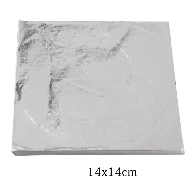 Hot 100 Sheets Silver Leaf Leaves Foil Paper For Gilding 14x14cm Art Craft Decor 