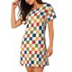 thumbnail image 2 of Easygdp Floral Checkerboard Camisón de manga corta para mujer, informal, estampado, 2 of 6