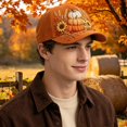 thumbnail image 3 of Stacked Pumpkin Sunflower Baseball Cap Autumn Harvest Wheat Printed Adjustable Peaked Cap For Outdoor Gardening Camping Travel Daily Wear(Orange-55~60cm), 3 of 3
