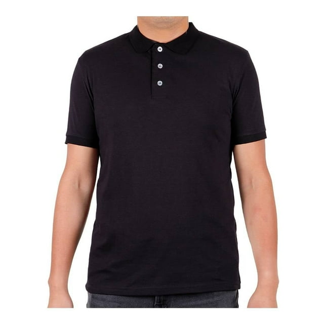 Playera Polo George Talla 2EG Manga Corta Cuello de 3 Botones Negra