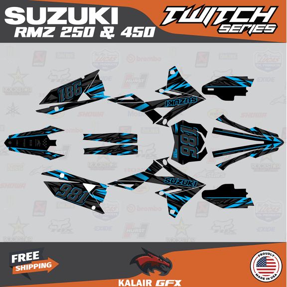 Kalair GFX Graphics Kit for Suzuki RMZ450 (2018-2023) Twitch Series