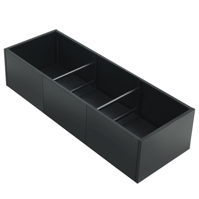 Modern Black Steel Raised Garden Bed Planter Box – Large Rectangular Outdoor & Indoor Planter, Removable Divider, Weather-Resistant, Enhanced Drainage, Tool-No-cost Assembly, Powder-Coated, With Base