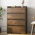 thumbnail image 2 of SESSLIFE 4 Drawer Dresser, Chest of Drawers Without Handle,Brown Dresser for Bedroom 100% Waterproof, Modern Wooden Cabinet with Sturdy Frame for Living Room, Entryway, Bedroom, Hallway, Office, 2 of 5