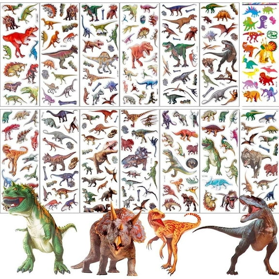 Cute Puffy Stickers for Kids Toddlers, Dinosaur Stickers for Boys Girls 24 Sheets, Funny 3d Stickers for Kid Dinosaur Party Favor Supplies Goody Bag Stuffers Party Bag Fillers