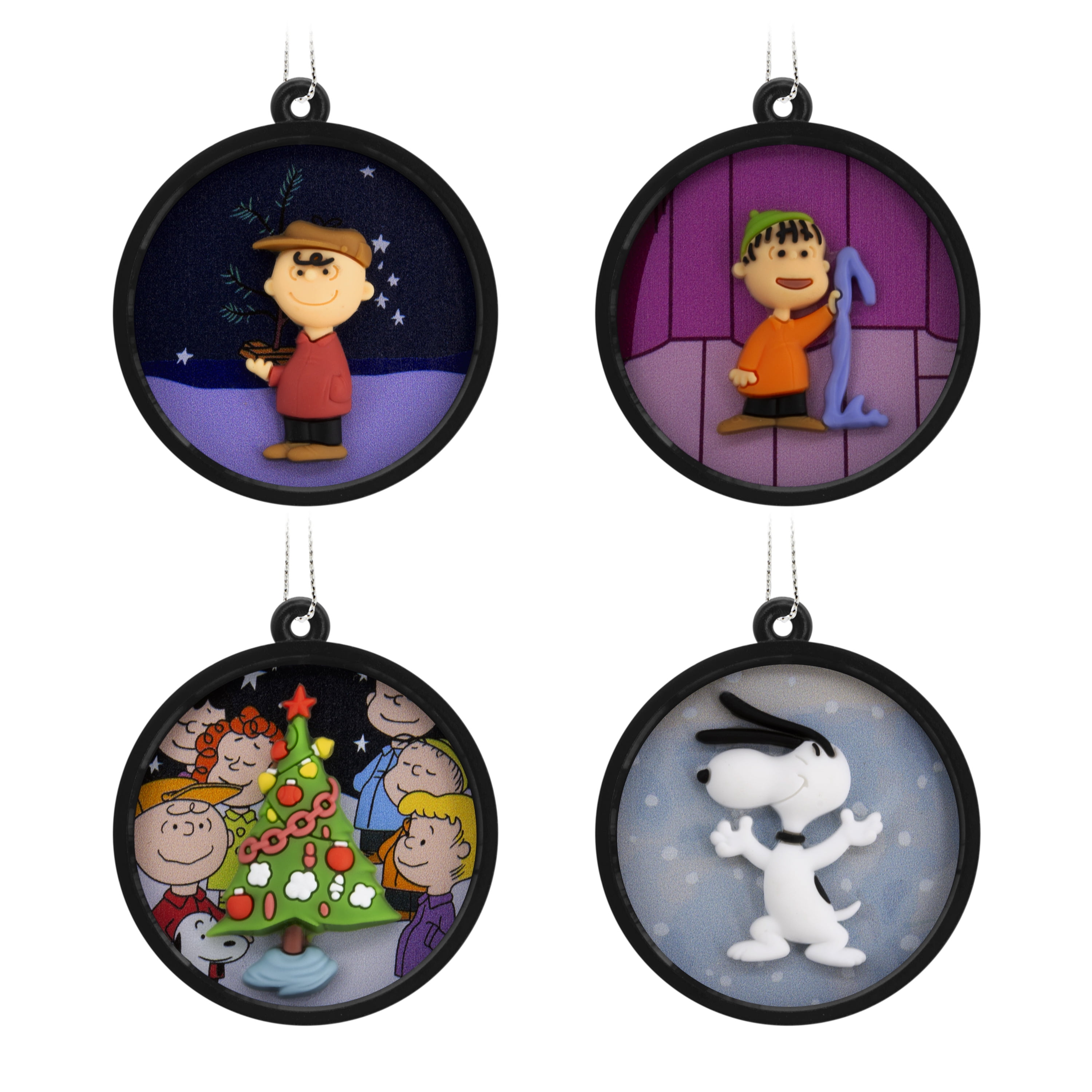 Hallmark Peanuts Scenes Mini Christmas Ornaments, Shatterproof, Set of 4