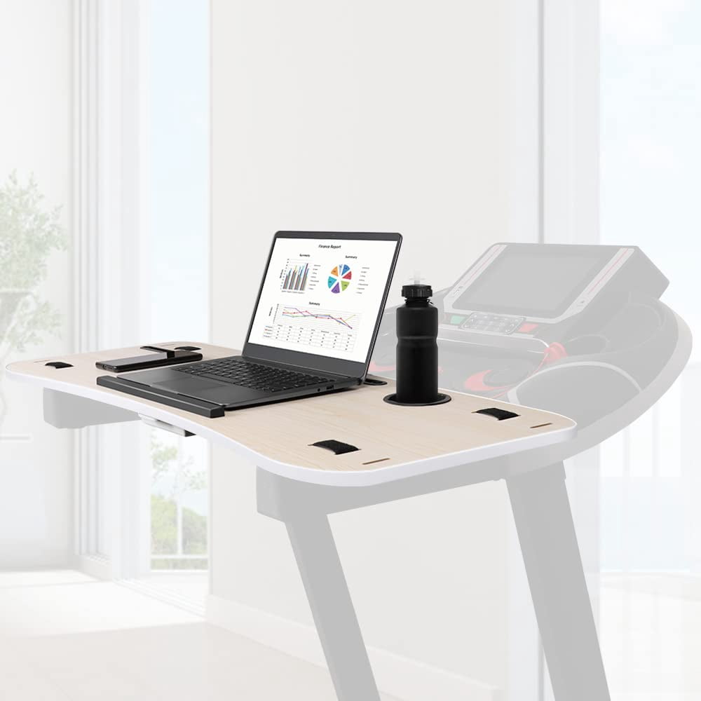 LUCKUP Treadmill Desk Attachment, Universal Walking Laptop Holder Desk 39" L x 15" W Ergonomic Platform Workstation for Treadmill with Cup Holder, Laptop/Tablet Stand, White