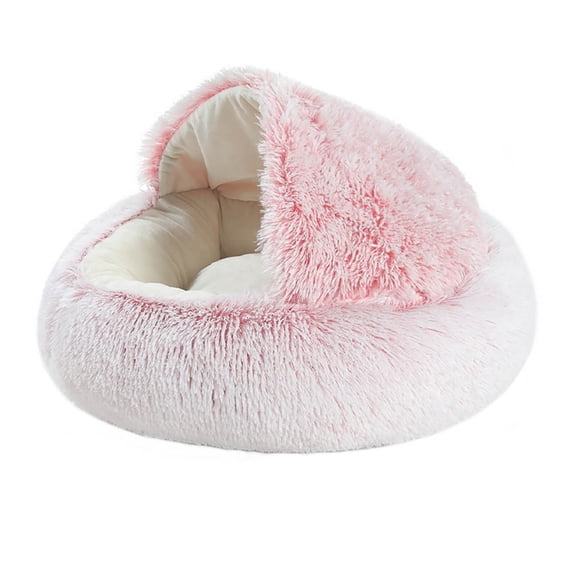 Infidev Pet Bed Dog Round Winter Warm Sleeping Bag Long Plush Soft Pet Bed Calming Bed