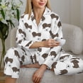 thumbnail image 6 of Yiaed Dachshund Dog Print Pajamas Women's Long Sleeve Sleepwear Soft Button Down Loungewear Pjs Lounge Set Nightwear Womens Pajama Pants-Medium, 6 of 7