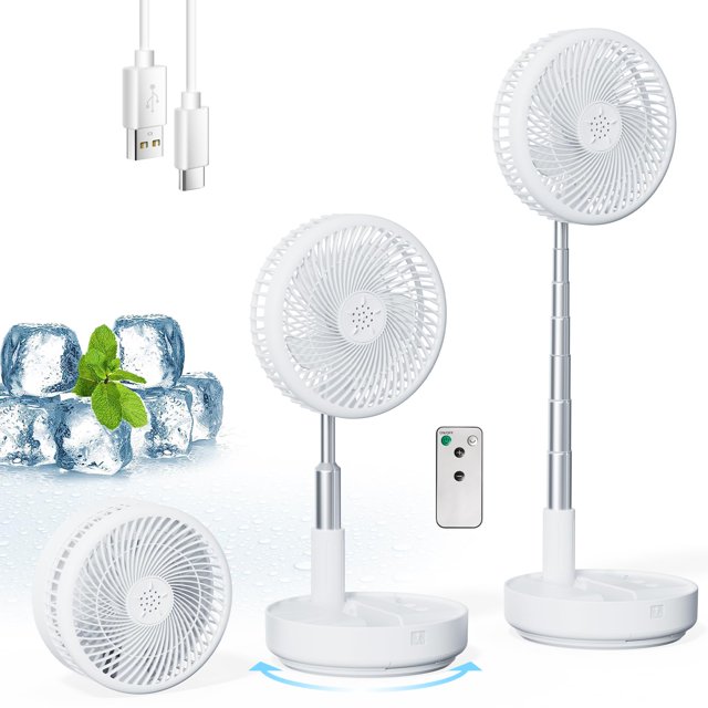Ventilador portátil oscilante recargable de 8" Primelove con USB-C