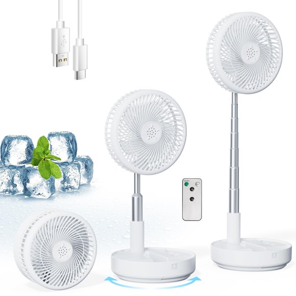 Ventilador portátil oscilante recargable de 8" Primelove con USB-C