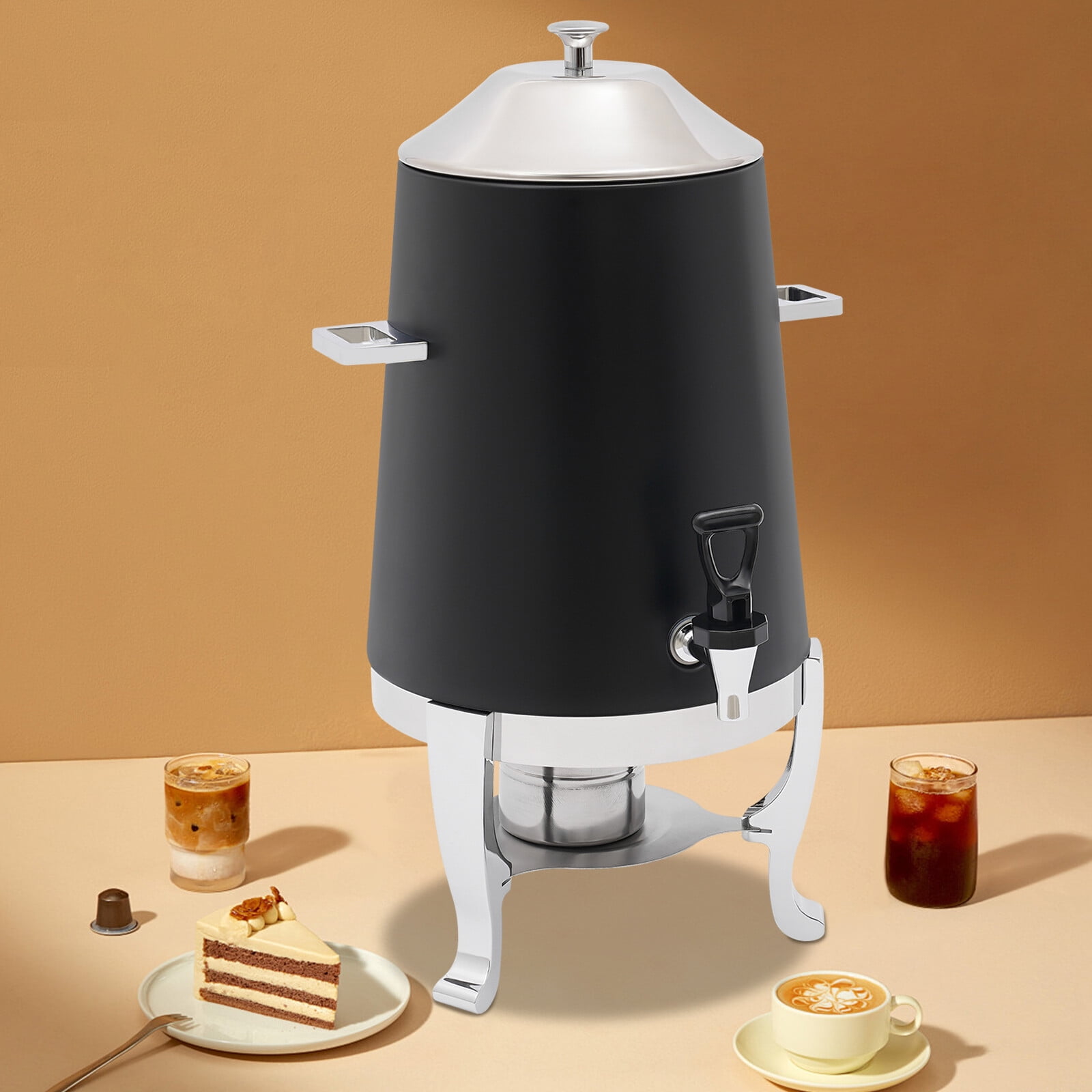 Beverage Dispenser for Coffee Tea Hot Water with Stand & Fuel Holder Black New!