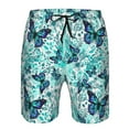 thumbnail image 3 of Goofa Blue Floral with Butterflies Printed Mens Swim Trunks Summer Quick Dry Short Beach Swimwear Bathing Suits-XX-Large, 3 of 9