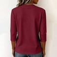 thumbnail image 4 of 3/4 length Sleeve Shirts for Women,Soft Stretchy Wrinkle-Free Tops,Casual Crew Neck T Shirt for Work Daily Fall, S, 4 of 6