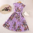 thumbnail image 4 of Yiyuu Big Girls Summer Elegant Ruffle Tank Dress Casual Pleated Floral O Neck A-Line Swing Dress, 4 of 8