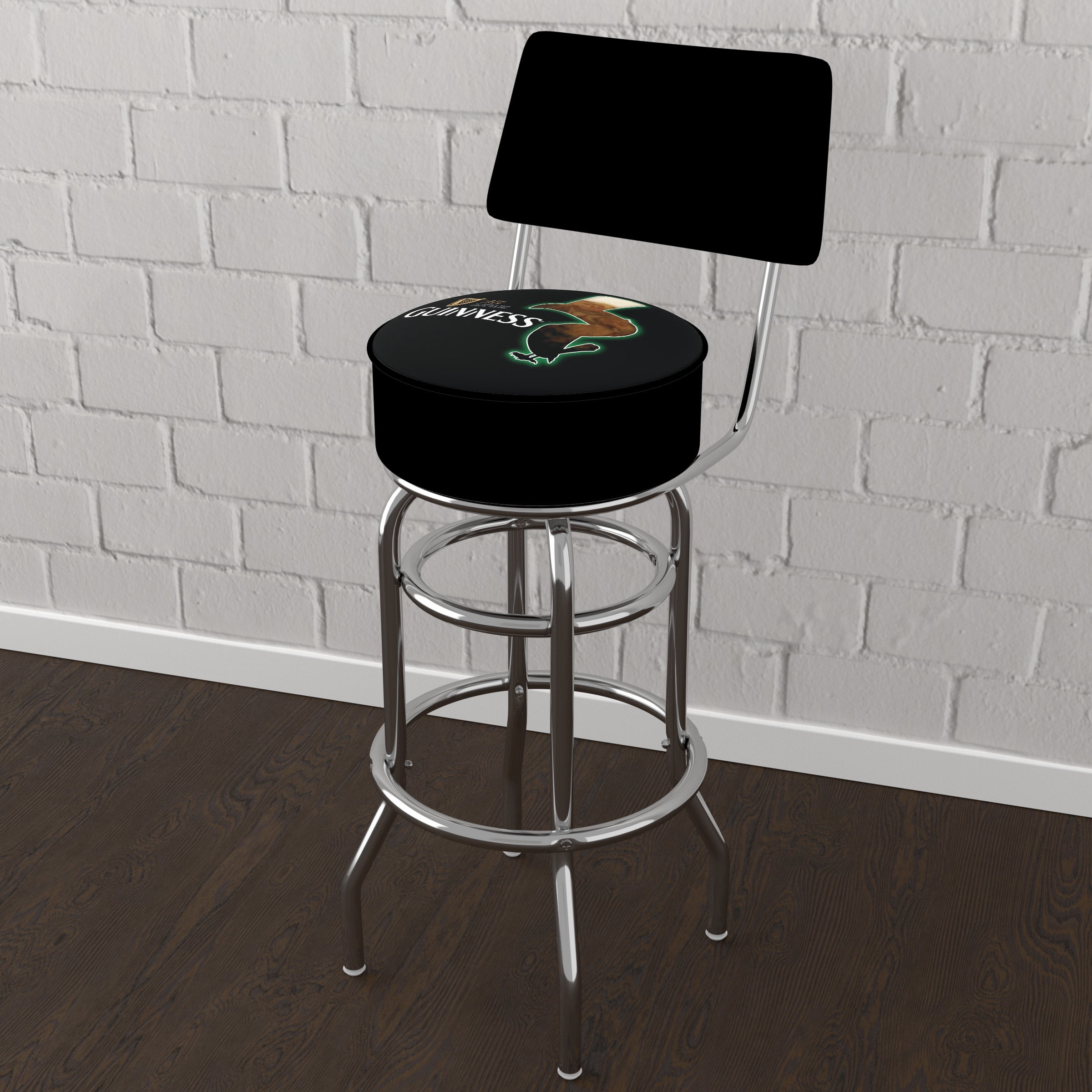 Trademark Gameroom Guinness Feathering Bar Stool with Back Rest