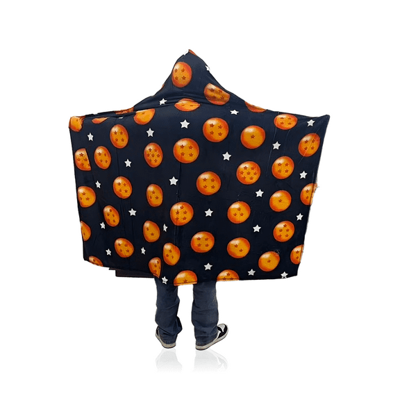 Anime Blanket Hoodie Wearable for Men and Women with Pocket - Black Stars