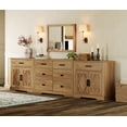 thumbnail image 7 of WAMPAT 110"W Large TV Stand,3-in-1 Farmhouse Entertainment Center with Storage Barn Door Cabinet,TV Console Table With Media Cabinet and Drawers for Living Room,Bedroom,Walnut, 7 of 7