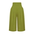 thumbnail image 5 of Fangasis Ladies Capri Pants Solid Color Palazzo Pant High Waist Bottoms Women Baggy Trousers Lounge Summer Fluorescent Green M, 5 of 8