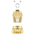 thumbnail image 2 of Sxiwei Womens 3 Piece Shiny Metallic Astronaut Cosplay Costume Latex Crop Top Skirts with Headband Gold S, 2 of 6