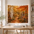 thumbnail image 5 of Autumn Birch Trees on a Forest Path with Golden Leaves, Peaceful Impressionist for Nature Lovers, Tranquil Forest Art Decor, Housewarming Gift, Tapestry Wall Hanging for Bedroom and Living Room, 5 of 7