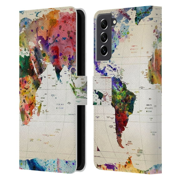 Head Case Designs Officially Licensed Mark Ashkenazi Pop Culture Map Of The World Leather Book Wallet Case Cover Compatible with Samsung Galaxy S21 FE 5G