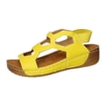 thumbnail image 3 of Domuza Women's Slip On Wedge Sandals Summer Comfortable Hollow Out Platform Sandals for Women Chunky Wedges Ankle Strap Open Toe Wide Width Casual Beach Sandal Yellow 6.5（EU-37）, 3 of 4