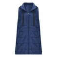 thumbnail image 6 of Long Puffer Vest Women 2025 Hooded Quilted Vests Winter Warm Sleeveless Lightweight Outerwear Jacket With Pockets Dark Blue M, 6 of 8