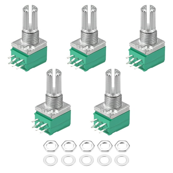 Uxcell 20K Ohm Variable Resistors Double Rotary Carbon Film Taper Potentiometer 5pack