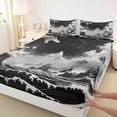 thumbnail image 3 of Feelyou Japanese Ocean Wave Bed Sheets, Starry Sky Black Grey King Sheets, 4pcs, 3 of 7